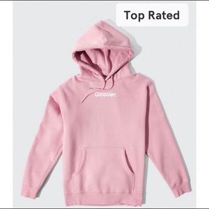 Glossier pink hoodie